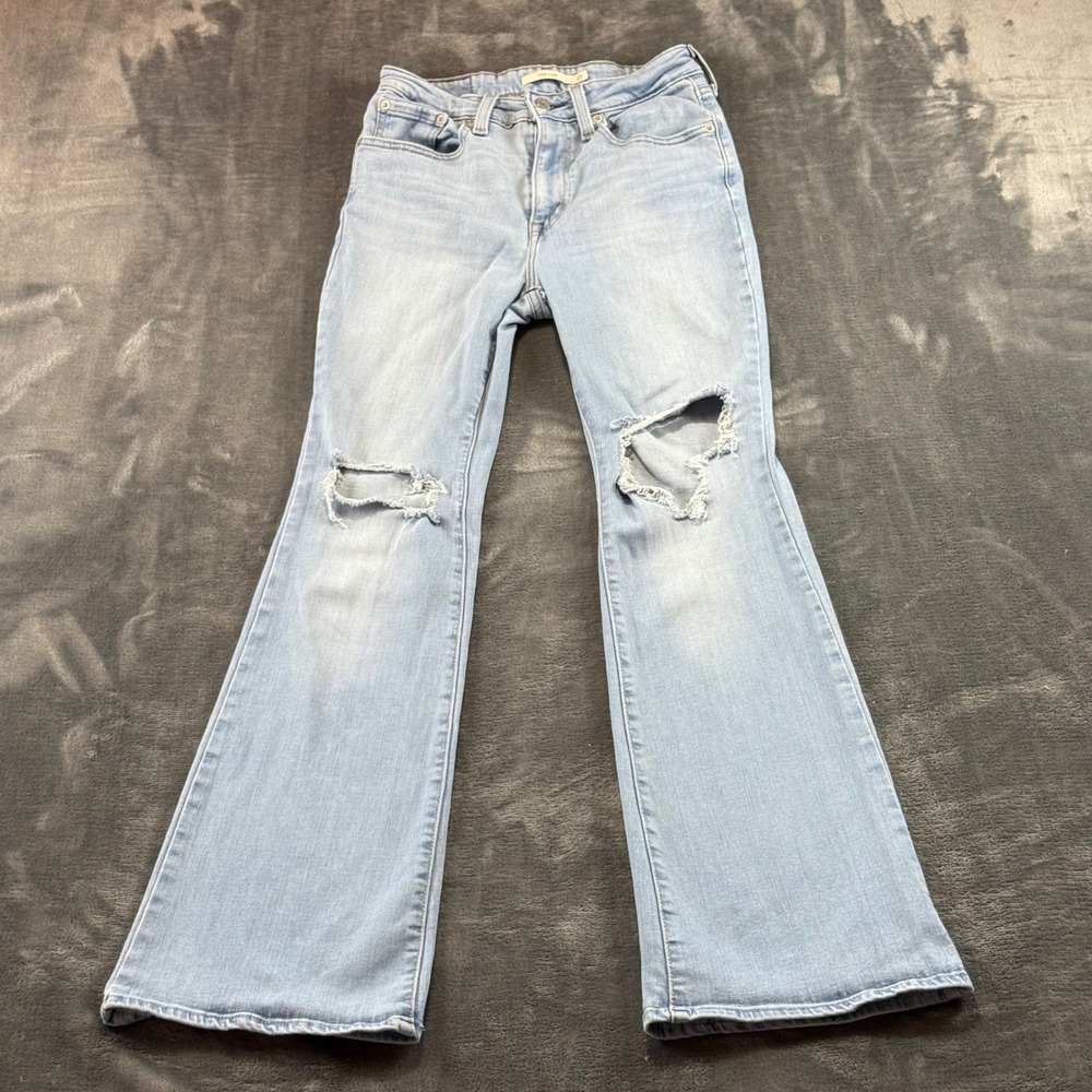 Levis‎ 726 Flare High Rise Distressed Light Wash Jeans Womens 27 A3410-0006